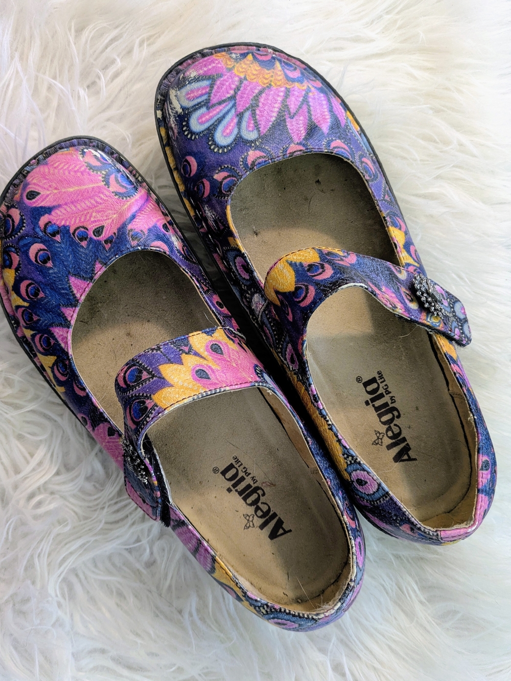 Alegria Mary Jane Shoes - Pink, Purple & Yellow Print